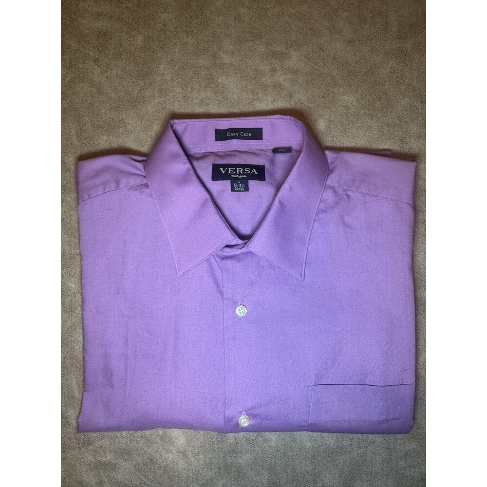 Versa Light Purple Wrinkle Free Long Sleeve Button Up Shirt Men's Size 16 34/35